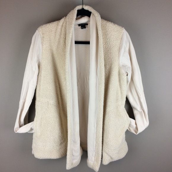 Theory Sweaters - X Theory fleece open front cream cardigan pockets